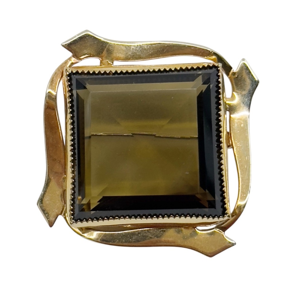 Vintage Catamore 12k gold filled smoky quartz brooch - GM874